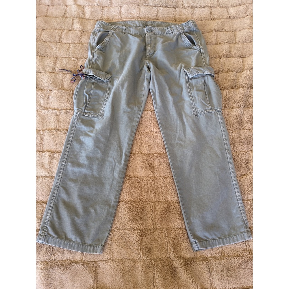 Vintage Y2K American Eagle Slouchy Skinny Cargo Pants Women 10 Faded Khaki Green